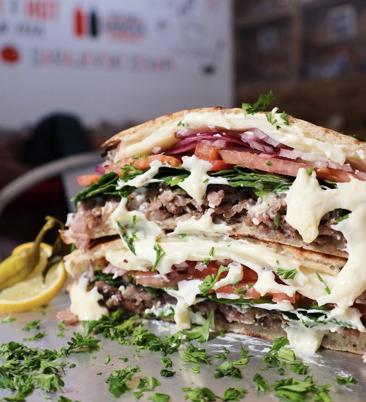 Flatbread with Mediterranean fillings
