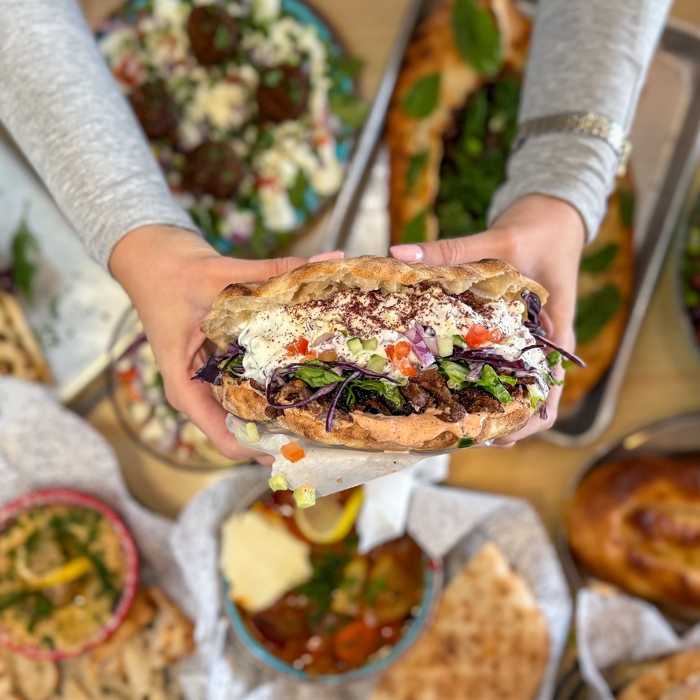 Flatbread with Mediterranean fillings